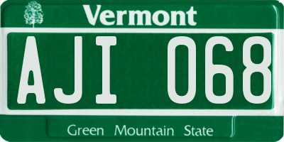 VT license plate AJI068