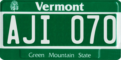 VT license plate AJI070