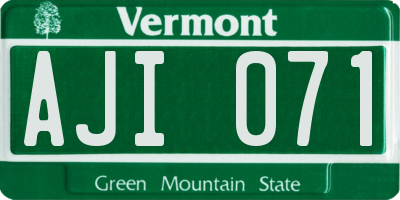 VT license plate AJI071