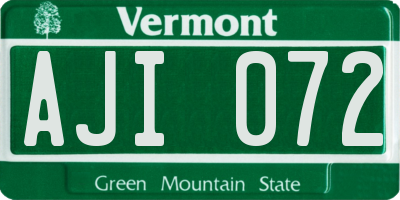 VT license plate AJI072