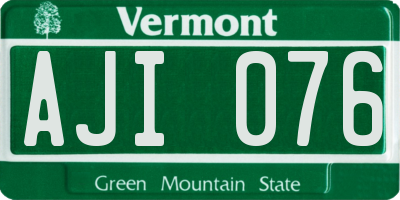 VT license plate AJI076