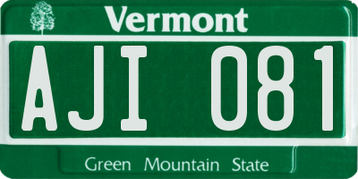 VT license plate AJI081