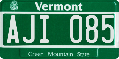 VT license plate AJI085