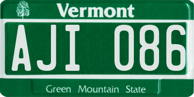 VT license plate AJI086