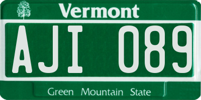 VT license plate AJI089