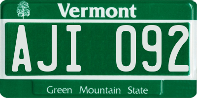 VT license plate AJI092