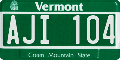 VT license plate AJI104