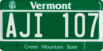 VT license plate AJI107