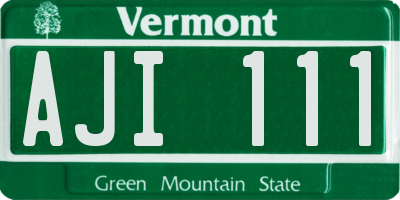 VT license plate AJI111