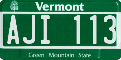 VT license plate AJI113