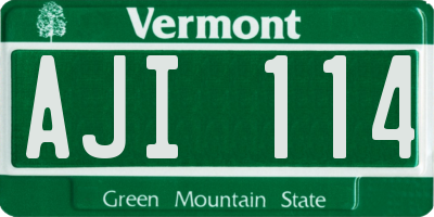 VT license plate AJI114