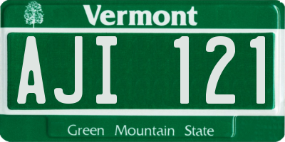 VT license plate AJI121