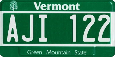 VT license plate AJI122