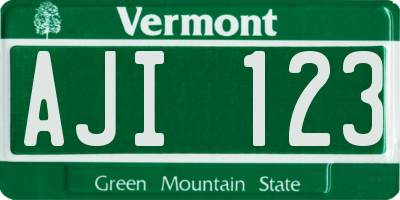 VT license plate AJI123