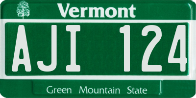 VT license plate AJI124