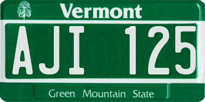VT license plate AJI125