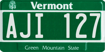 VT license plate AJI127