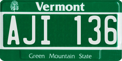 VT license plate AJI136