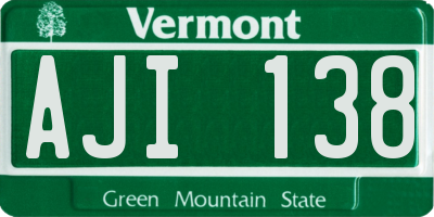 VT license plate AJI138