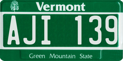 VT license plate AJI139