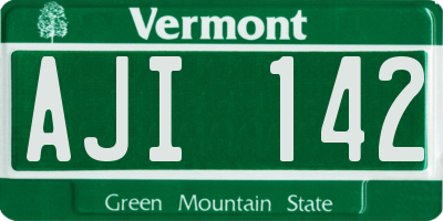 VT license plate AJI142