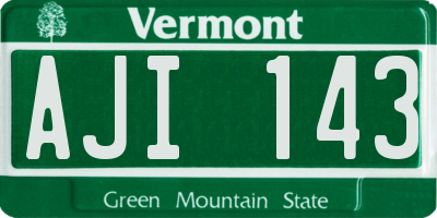 VT license plate AJI143