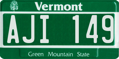 VT license plate AJI149