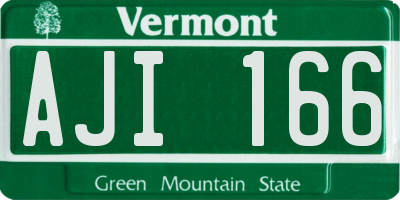 VT license plate AJI166