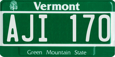 VT license plate AJI170
