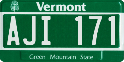 VT license plate AJI171