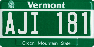 VT license plate AJI181