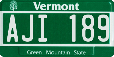 VT license plate AJI189