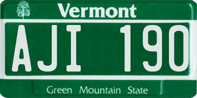 VT license plate AJI190