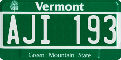 VT license plate AJI193