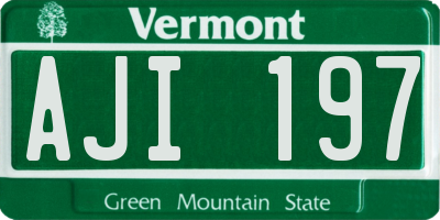 VT license plate AJI197