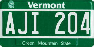 VT license plate AJI204