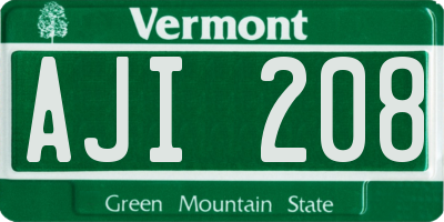 VT license plate AJI208