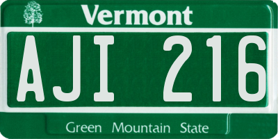 VT license plate AJI216