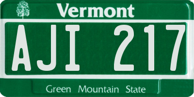 VT license plate AJI217