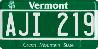 VT license plate AJI219