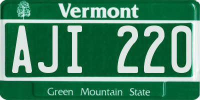 VT license plate AJI220