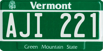VT license plate AJI221