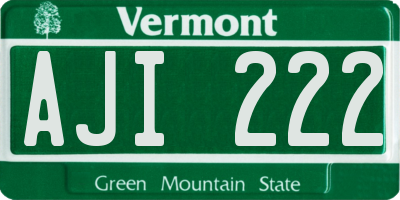 VT license plate AJI222