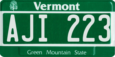 VT license plate AJI223