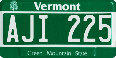 VT license plate AJI225