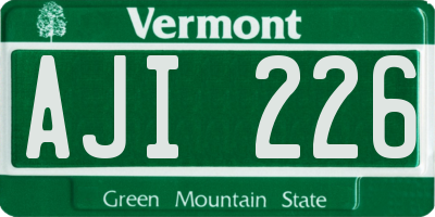 VT license plate AJI226