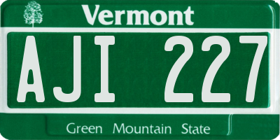 VT license plate AJI227