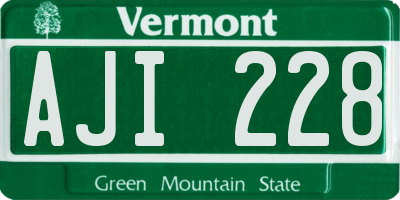 VT license plate AJI228