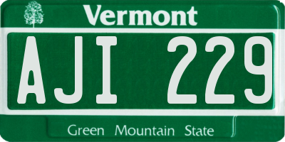 VT license plate AJI229