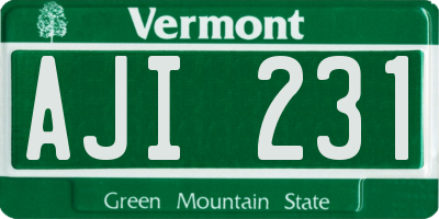 VT license plate AJI231